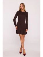 M872 Šaty s obrátenými záhybmi - hnedé