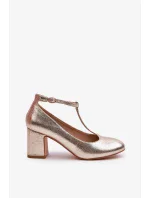 Zlaté lodičky Raniyah na vysokom podpätku z ekokože