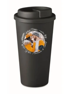 Personalizovaný cestovní termohrnek s květinový ohraničením 