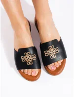 Krásne dámske čierne ponožky na podpätku bez päty