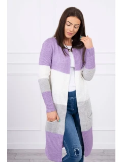 Pruhovaný sveter fialová+ecru