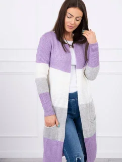 Pruhovaný sveter fialová+ecru