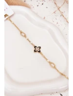 Náramek s čtyřlístkem chirurgická ocel zlatá Náramek s čtyřlístkem chirurgická ocel zlatá