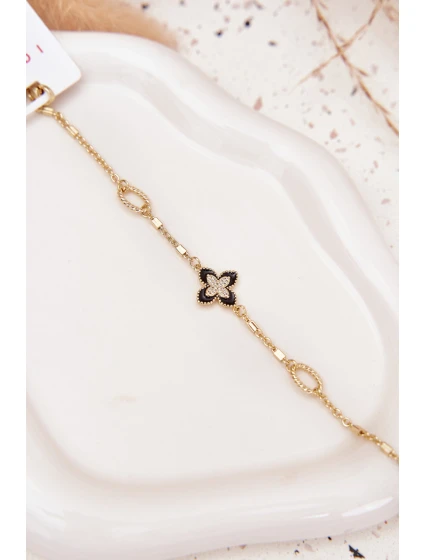 Náramek s čtyřlístkem chirurgická ocel zlatá Náramek s čtyřlístkem chirurgická ocel zlatá