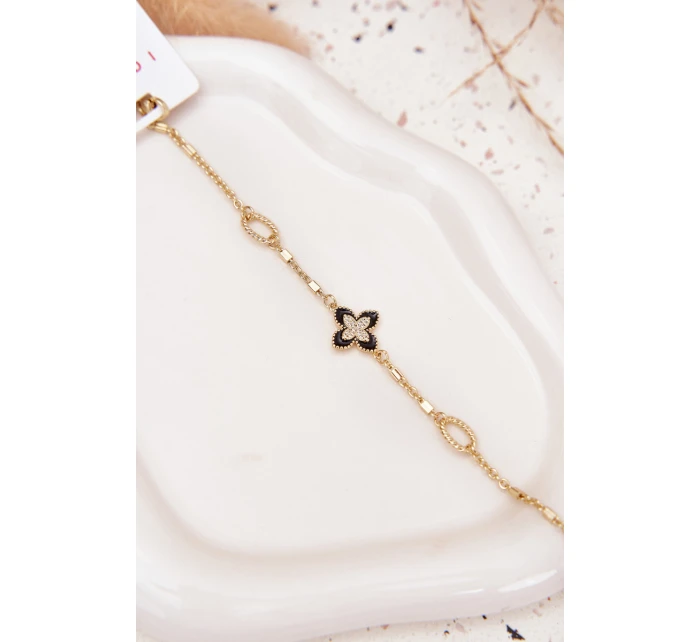 Náramek s čtyřlístkem chirurgická ocel zlatá Náramek s čtyřlístkem chirurgická ocel zlatá