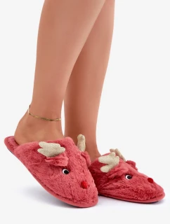 Vianočné papuče s motívom sobov Futrzane coral Asielle