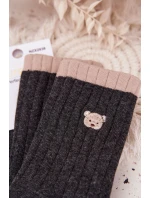 Dámske bavlnené ponožky s medvedíkom - tmavosivé Dámske bavlnené ponožky s medvedíkom - tmavosivé