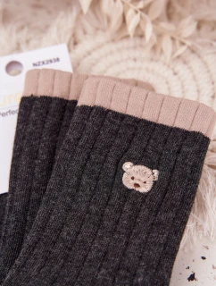 Dámske bavlnené ponožky s medvedíkom - tmavosivé