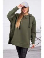 Dámska zateplená mikina 9380 Khaki green - K-Fashion