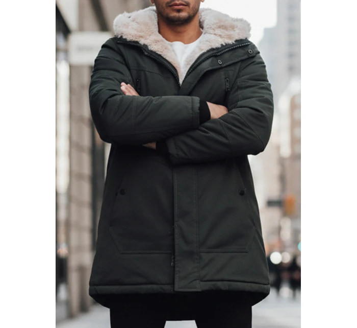 Pánská zimní bunda parka s kapucí zelená Dstreet model 21995065 - FashionStreet