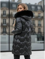 Dámská zimní bunda dlouhá prošívaná s kapucí černá Dstreet model 21995165 - FashionStreet