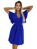 Dámské šaty s obálkovým výstřihem, rukávy a páskem model 22304046 - numoco basic