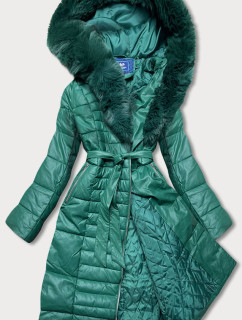 Zelená dámska bunda s kožušinovým golierom (AG6-28)