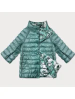 Dámska obojstranná bunda s 3/4 rukávmi v tmavom mätovo-kvetinovom odtieni Minority (M23-7009-253)