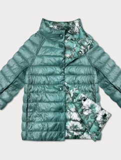 Dámska obojstranná bunda s 3/4 rukávmi v tmavom mätovo-kvetinovom odtieni Minority (M23-7009-253)