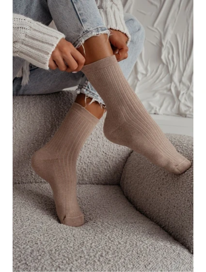 Dámské ponožky Frotte pruhované Béžové