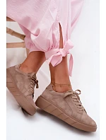 Kožené semišové dámské tenisky na platformě Tmavě béžové Danida