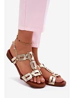 Dámské sandály Ploché Zlaté model 22133805 - S.Barski