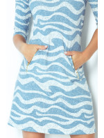 Dámské šaty se zipy a 3/4 rukávem krátké model 15042743 krátké modré Modrá / XL - numoco