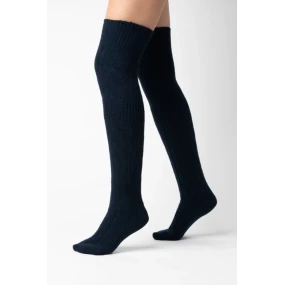 Dámske vlnené vysoké čižmy 089 tmavomodré - Steven