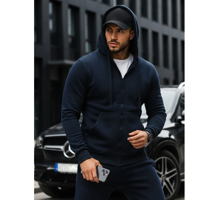 Pánská mikina na zip tmavě modrá model 21961957 - FashionStreet Pánská mikina na zip tmavě modrá model 21961957 - FashionStreet