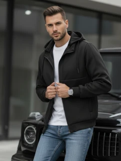 Pánska prechodná bunda s kapucňou čierna FashionStreet TX5016