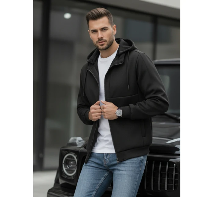 Pánska prechodná bunda s kapucňou čierna FashionStreet TX5016