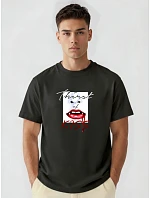 Pánske bavlnené tričko nadmernej veľkosti s čiernou potlačou FashionStreet NX1007R Pánske bavlnené tričko nadmernej veľkosti s čiernou potlačou FashionStreet NX1007R