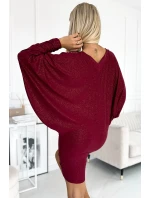 402-4 Netopierie šaty - bordové s brokátom