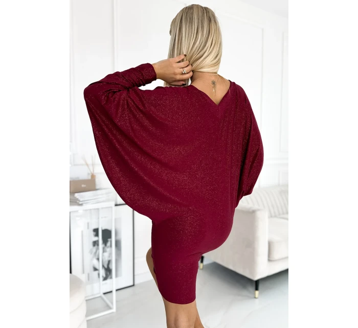 402-4 Netopierie šaty - bordové s brokátom