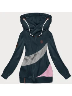 Hrubšia dámska mikina s pruhmi v morskej šedej farbe (2302)