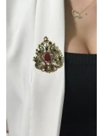 Brošňa XZ459-191 zlatá + červená