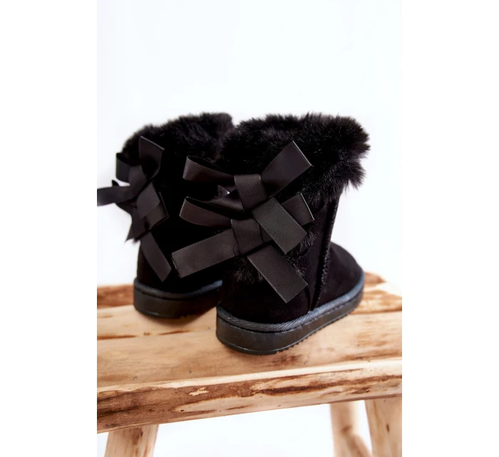 Dětské Teplé Sněhule Semišové s Černe model 21597169 - Boto Dětské Teplé Sněhule Semišové s Černe model 21597169 - Boto