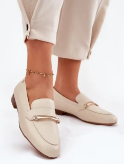 Kožené Polobotky Mokasíny Dámské model 21694776 Béžové - Maciejka