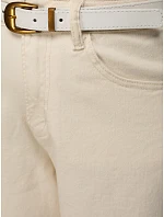 Dámske džínsové nohavice mom fit s opaskom ecru FashionStreet UY2985