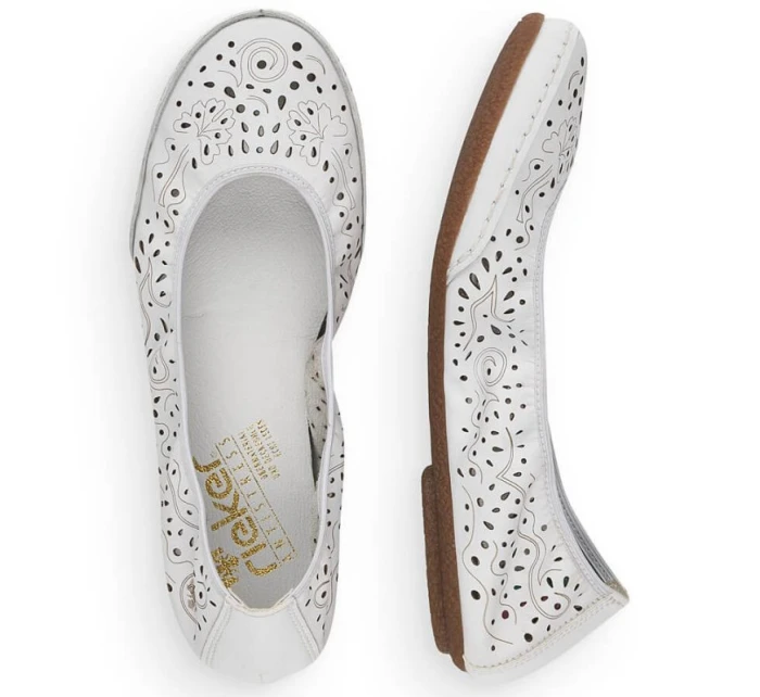 Kožená pohodlná polobotka W model 22033618 bílá - Rieker