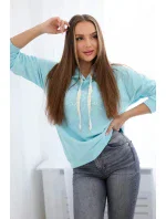 Bavlnená mikina s kapucňou mätová