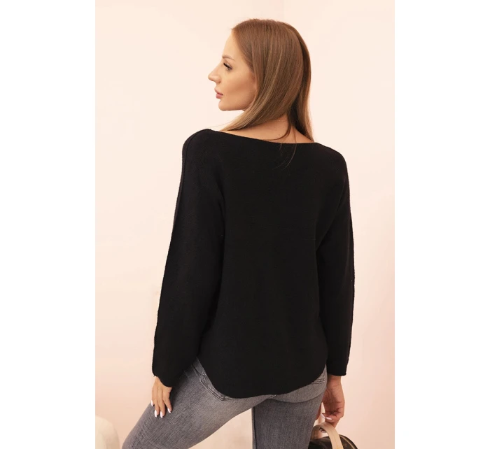 Svetr dámský s viskózou s výstřihem do V černý