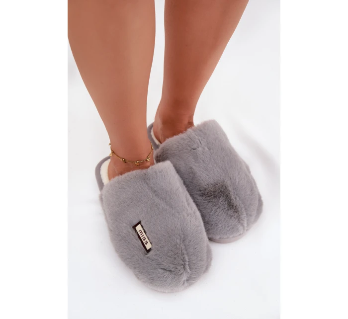 Kožešinové dámské pantofle šedé Belinna