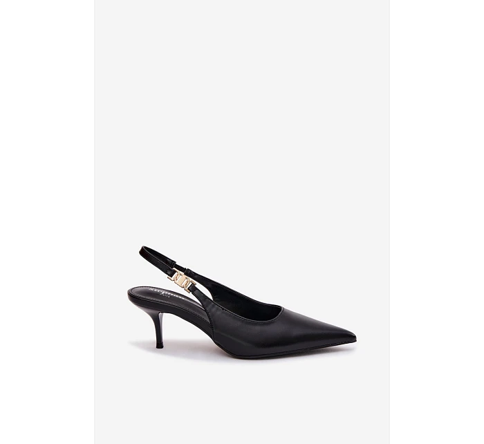 Dámské sandály z umělé kůže na podpatku Černé Jelissey