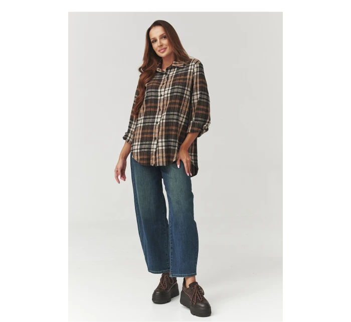 Košeľa s dlhým rukávom model 219733 Makadamia