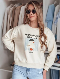 Dámska nadrozmerná mikina s potlačou GOOSHY ecru Dstreet BY1427