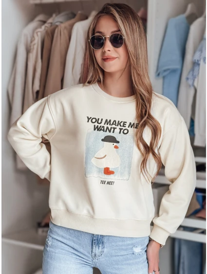 Dámská oversize mikina s potiskem ecru Dstreet model 21988093 - FashionStreet
