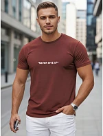 Pánske bavlnené voľnočasové tričko s potlačou bordová FashionStreet NX5107R