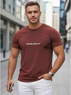 Pánske bavlnené voľnočasové tričko s potlačou bordová FashionStreet NX5107R