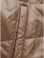 Krátka dámska bunda v karamelovej farbe s kapucňou (B8187-101)