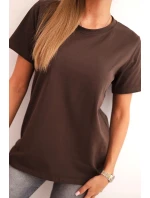 Dámske bavlnené tričko klasického strihu hnedé Dámske bavlnené tričko klasického strihu hnedé