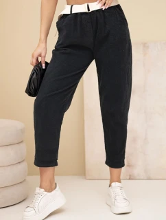 Dámské model 22010226 kalhoty s páskem černé - K-Fashion