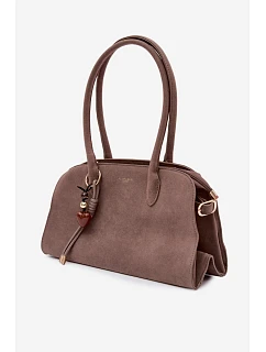 Kabelka s přívěskem a sponami eko semiš tmavě béžová model 22111664 - Flora&Co