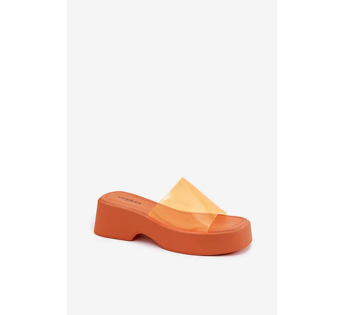 Dámské sandály na platformě s páskem Oranžové model 22107254 - Boto